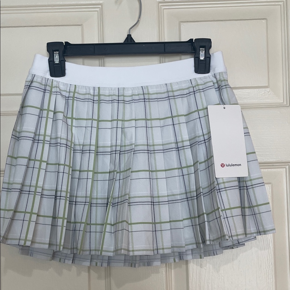 lululemon athletica High-Rise Pleated Tennis Skirt - White and Green